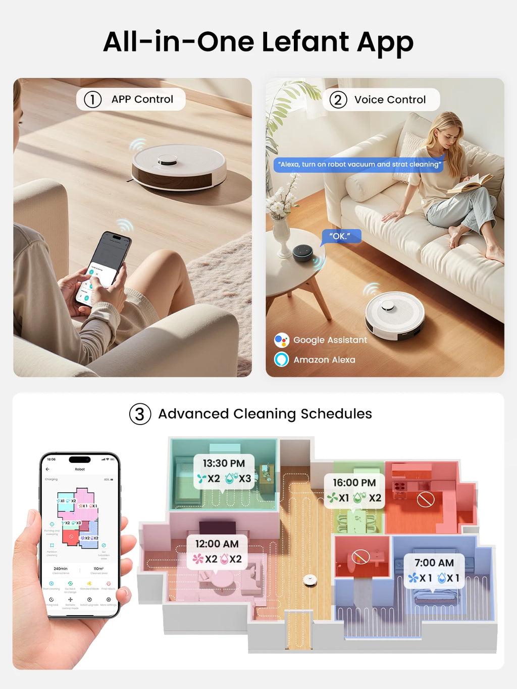 SMART Lefant M2 Pro LDS Robot Vacuum and Mop Combo