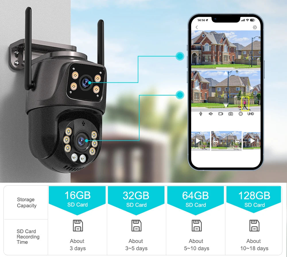 SMART 4k security Camera Outdoor AI Auto Camera CCTV Audio Video Surveillance